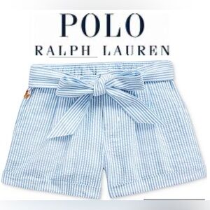 Polo Ralph Lauren Girls’ Sz 5 Pinstripe Belted Cotton Seersucker Shorts